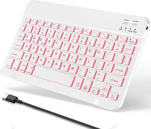 D DINGRICH Wireless Touchpad Keyboard - Multi-Touch Trackpad, Ultra-Slim, 7 Color Backlit, Universal Rechargeable Bluetooth Keyboard for iOS iPhone/iPad, Samsung Android Tablet, Windows, Smartphone in Kuwait