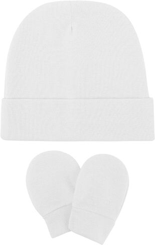 Newborn Baby Hats and Mittens Set Infant Beanie Cap Toddler Gloves Newborn Hospital Hats for Baby Boy Girl Kid 0-6 Months in Saudi Arabia
