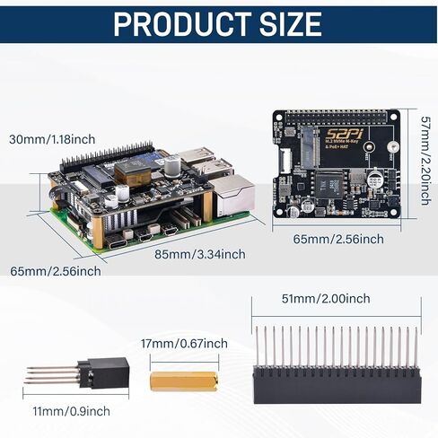 قبعة GeeekPi M.2 NVME M-Key PoE+ مع مبرد Pi 5 النشط الرسمي لـ Raspberry Pi 5، ودعم M.2 NVMe SSD 2230 2242 in Saudi Arabia