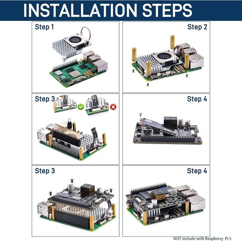 قبعة GeeekPi M.2 NVME M-Key PoE+ مع مبرد Pi 5 النشط الرسمي لـ Raspberry Pi 5، ودعم M.2 NVMe SSD 2230 2242 in Saudi Arabia