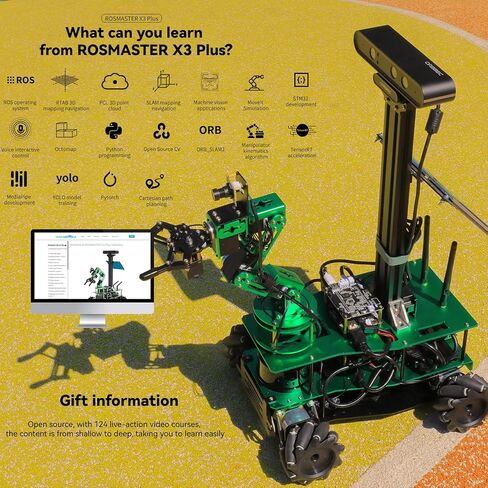 Yahboom ROS Robotic Kit for Jetson Orin Nano 16GB مع 6DOF Robot Arm Mecanum Wheel Chassis AI التعرف على الكلام الملاحة التلقائية 3D رسم الخرائط بحث المشروع للبالغين طلاب الجامعات in Saudi Arabia