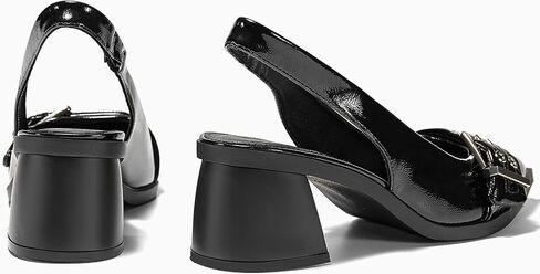 Coutgo Womens Slingback Chunky Low Heels Studded Closed Pointed Toe with Buckle Dressy Office Pumps Shoes in Saudi Arabia