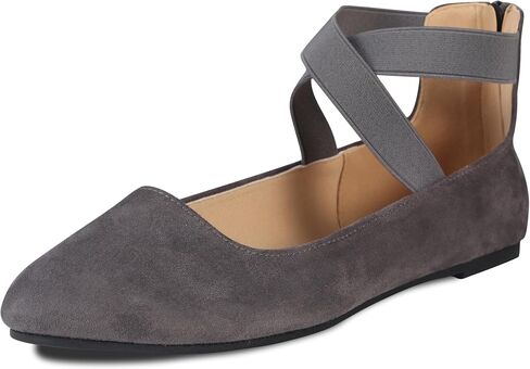 Women's Flats Comfortable Fashion Shoes for Women with Elastic Ankle Straps Dressy Ballerina Style Closed Toe Sandals for Women Casual Ballet Flat in Saudi Arabia