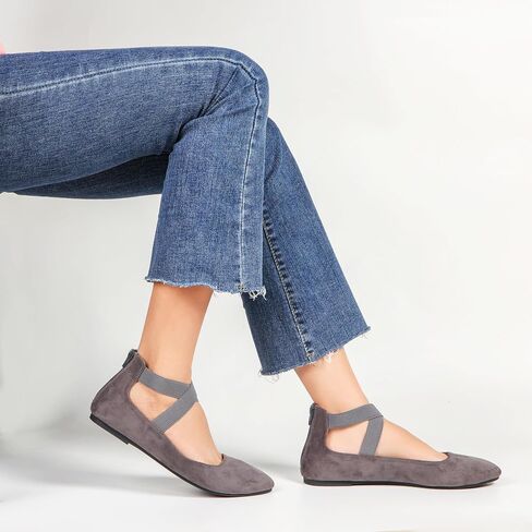 Women's Flats Comfortable Fashion Shoes for Women with Elastic Ankle Straps Dressy Ballerina Style Closed Toe Sandals for Women Casual Ballet Flat in Saudi Arabia