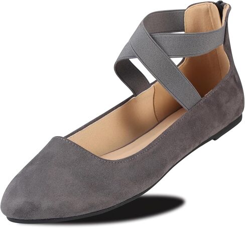 Women's Flats Comfortable Fashion Shoes for Women with Elastic Ankle Straps Dressy Ballerina Style Closed Toe Sandals for Women Casual Ballet Flat in Saudi Arabia