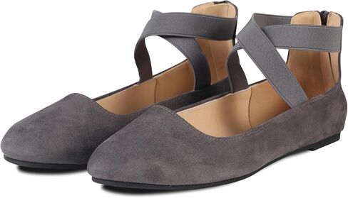 Women's Flats Comfortable Fashion Shoes for Women with Elastic Ankle Straps Dressy Ballerina Style Closed Toe Sandals for Women Casual Ballet Flat in Saudi Arabia