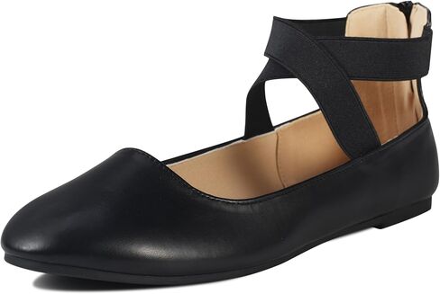 Women's Flats Comfortable Fashion Shoes for Women with Elastic Ankle Straps Dressy Ballerina Style Closed Toe Sandals for Women Casual Ballet Flat in Saudi Arabia