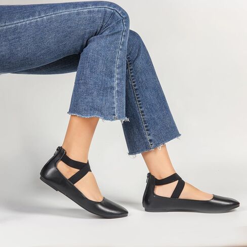Women's Flats Comfortable Fashion Shoes for Women with Elastic Ankle Straps Dressy Ballerina Style Closed Toe Sandals for Women Casual Ballet Flat in Saudi Arabia