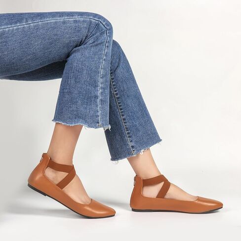 أحذية نسائية مسطحة مريحة على الموضة للنساء مع أشرطة الكاحل المرنة، صنادل راقصة الباليه الأنيقة ذات المقدمة المغلقة للنساء، أحذية باليه مسطحة كاجوال in Kuwait