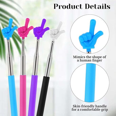 4Pcs Retractable Teacher Pointer, Pointer Stick for Classroom, Mini Retractable Finger Pointer for Elementary School Kindergarten Teacher, Classroom Supplies in Saudi Arabia
