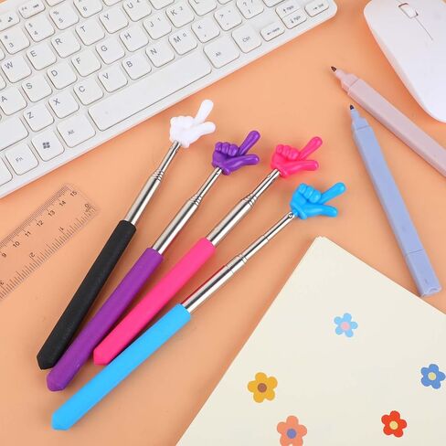 4Pcs Retractable Teacher Pointer, Pointer Stick for Classroom, Mini Retractable Finger Pointer for Elementary School Kindergarten Teacher, Classroom Supplies in Saudi Arabia