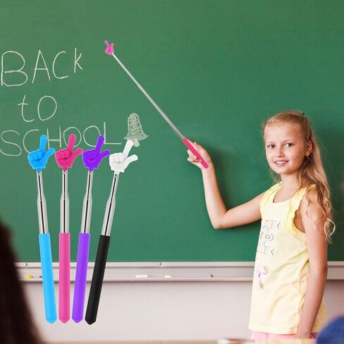4Pcs Retractable Teacher Pointer, Pointer Stick for Classroom, Mini Retractable Finger Pointer for Elementary School Kindergarten Teacher, Classroom Supplies in Saudi Arabia
