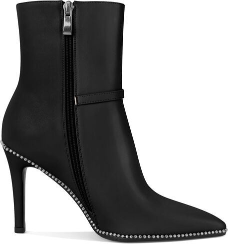 SAMMITOP Women's Pointed Toe Ankle Boots Sexy Stiletto High Heels Ankle Booties Buckle Strap Beaded Short Boots with Side Zipper 3.7 Inch in Saudi Arabia