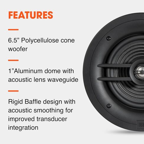 JBL Stage 260C - مكبر صوت في السقف مع مكبر صوت مخروطي من البولي سليلوز مقاس 6.5 بوصة، ومكبر صوت على شكل قبة من الألومنيوم مقاس 1 بوصة وشبكة بدون إطار - سهلة التركيب in Saudi Arabia