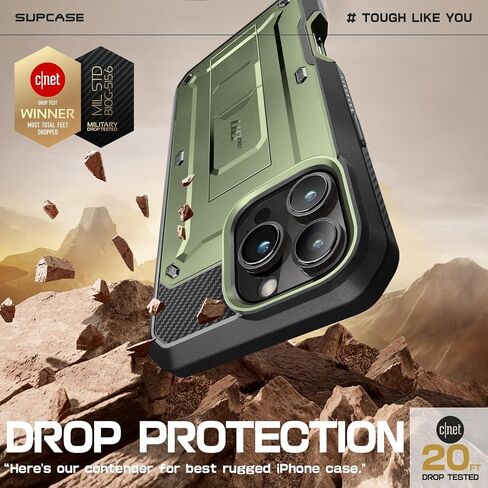 SUPCASE for iPhone 16 Pro Max Case with Screen Protector (Unicorn Beetle Pro), [Built-in Stand & Belt-Clip] [Military-Grade Protection] Full Body Heavy Duty Phone Case for iPhone 16 Pro Max, Black in Saudi Arabia
