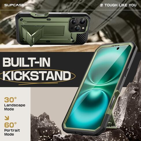 SUPCASE for iPhone 16 Pro Max Case with Screen Protector (Unicorn Beetle Pro), [Built-in Stand & Belt-Clip] [Military-Grade Protection] Full Body Heavy Duty Phone Case for iPhone 16 Pro Max, Black in Saudi Arabia