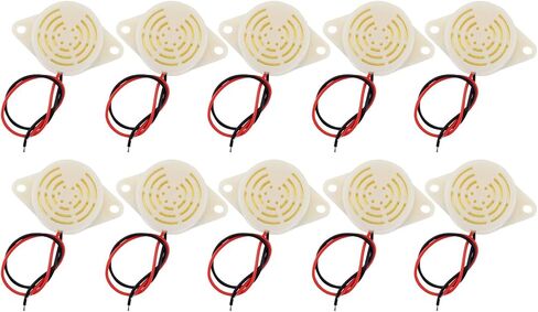10Pcs Active Piezo Buzzer SFM-27 DC 3-24V 95DB High Decibel Alarm Siren with 10pcs 9V Battery Connector for Motorcycle Car Scooter (Black) in Saudi Arabia
