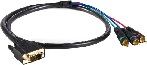 StarTech.com 3 ft. (0.9 m) VGA to RCA Cable - RCA Breakout - HD15 (M)/Component (M) - VGA to Component (HD15CPNTMM3) black in Saudi Arabia