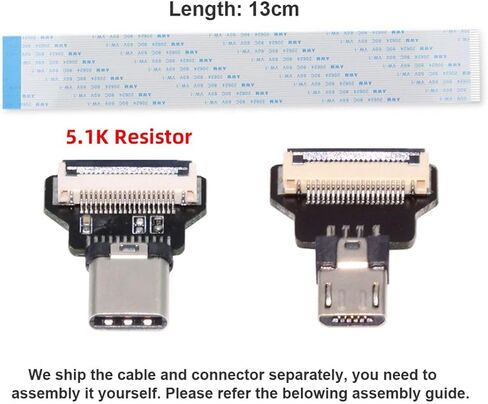 تشينيانغ USB C المضيف إلى المصغّر USB 2.0 5Pin الهدف البيانات شقة سليم FPC OTG كابل 13 سنتيمتر ل FPV قرص الهاتف المحمول in Saudi Arabia