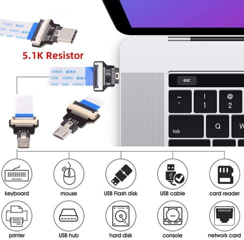 تشينيانغ USB C المضيف إلى المصغّر USB 2.0 5Pin الهدف البيانات شقة سليم FPC OTG كابل 13 سنتيمتر ل FPV قرص الهاتف المحمول in Saudi Arabia