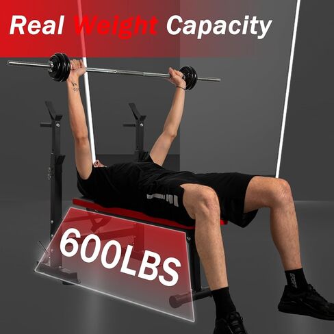 مقعد وزن قابل للتعديل من GLFERA مع رف القرفصاء، مقعد تدريب القوة مع محطة غمس، مقعد تدريب متعدد الوظائف قابل للطي لصالة الألعاب الرياضية المنزلية in Kuwait