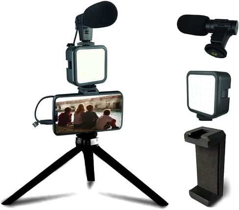 Start-Up Beginner Vlogging Kit with 6" Flexible Tripod, 36 LED Studio Light & Smartphone Holder Tripod Adapter Mount for Amateur Vlogging, YouTube, Tiktok and Instagram Live Stream Kit in Kuwait