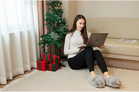 شباشب حيوانات غامضة من LEMZONE للنساء، شباشب لطيفة دافئة على شكل دب فروي مضحك مع جزء سفلي مانع للانزلاق in Kuwait