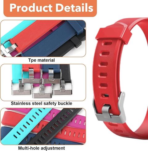 5PCS Wrist Bands Replacement for ID115Plus HR, Fitness Watch Wristbands Set, Activity Tracker Wrist Bands for Women Men, Very Fit Pro Watch Straps(Black, Red, Green, Purple, Blue) in Saudi Arabia