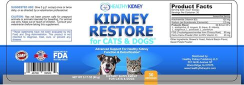 Kidney Restore for Cats & Dogs Unflavored - Natural Cat & Dog Kidney Supplement, Kidney Cleanse & Repair Renal Support Canine and Feline Pet Kidney Supplement, Add to Cat & Dog Food 90 Gr. in Kuwait