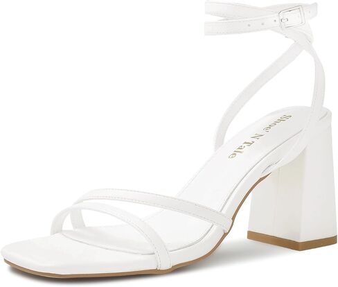 Shoe'N Tale Strappy Heels for Women Square Toe Chunky Block Heels Square Toe Ankle Strap Sandals in Saudi Arabia