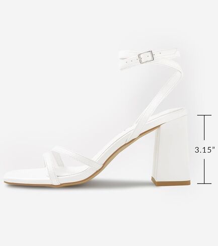 Shoe'N Tale Strappy Heels for Women Square Toe Chunky Block Heels Square Toe Ankle Strap Sandals in Saudi Arabia