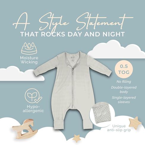 Nyte Nyte Baby- 0.5 TOG SnuggleSack Sleep Sack Rumper W Sleeves, Adjustable Feet Cuffs & Anti-Slip Grip in Saudi Arabia