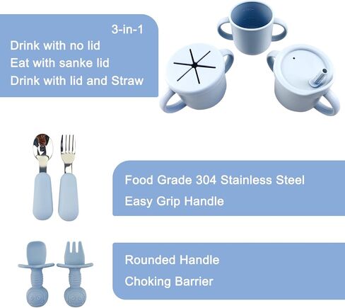 Baby Led Weaning Supplies | Silicone Baby Feeding Set | Suction Baby Plates and Bowls | Baby Spoons and Forks | Bids and 3-in-1 Cup Set and Fruit Food Feeder Pacifier Set | 6+ Months (Red) in Saudi Arabia
