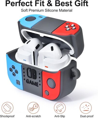 KOREDA Compatible with Samsung Galaxy Buds 3 Case & Galaxy Buds 3 Pro Case, Cute Funny Game Design Cartoon Soft Silicone Protective Cover with Keychain for Teens Boys Men Women (Red/Blue) in Kuwait