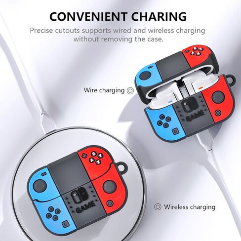 KOREDA Compatible with Samsung Galaxy Buds 3 Case & Galaxy Buds 3 Pro Case, Cute Funny Game Design Cartoon Soft Silicone Protective Cover with Keychain for Teens Boys Men Women (Red/Blue) in Kuwait
