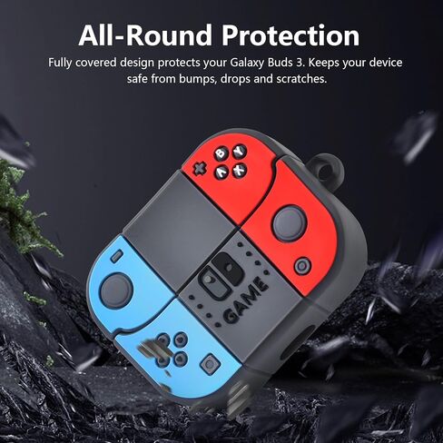 KOREDA Compatible with Samsung Galaxy Buds 3 Case & Galaxy Buds 3 Pro Case, Cute Funny Game Design Cartoon Soft Silicone Protective Cover with Keychain for Teens Boys Men Women (Red/Blue) in Kuwait