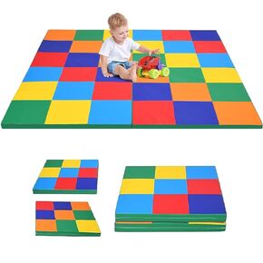 Fireflowery Baby Play Mats for Floor, Waterproof & Tummy Time Mat, 58 x58 Extra Large Play Mat for Playpen, Non Slip Thick Foam Foldable Crawling Mat, Baby Activity Mat for Infants, Toddlers