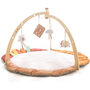 بساط لعب جيم جيم للأطفال من بوبوبو، بساط وقت البطن، صالة ألعاب رياضية خشبية مع 4 ألعاب، بساط لعب نشاط الطفل قابل للغسل للبصر والسمع والحسي وتطوير الحركة، ألعاب الأطفال هدية للأطفال الصغار in Kuwait