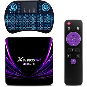 Android TV Box 11.0, Android Box Amlogic S905W2 Quad Core 4GB RAM 64GB ROM Support Dual-WiFi 2.4G 5G with HDR10 BT5.0 USB 2.0 3D Ethernet with Mini Backlit Keyboard