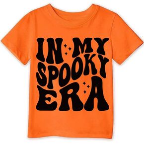 Toddler Boy Girl Pumpkin Face Spooky Halloween T-Shirt Short Sleeve Kids Fun Tops