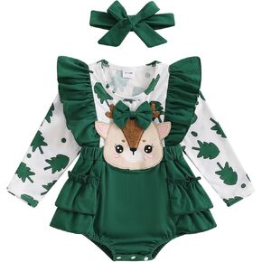 Newborn Baby Girl Clothes Outfits Long Sleeve Romper Toddler Floral Bodysuit Jumpsuit Fall Winter Clothes Headband