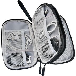 MEETOOT 19x11x3.5cm Digital Accessory Black Storage Bag Portable Cable Bag Waterproof Multifunctional Storage Bag Headphone Bag Suitable for Holding Chargers Cable Flash Drives Earbuds