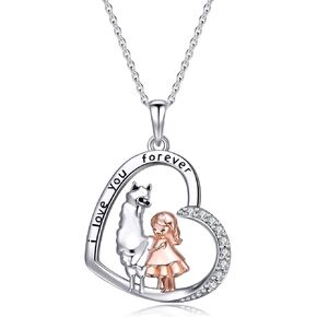JBAERD Cat/Squirrel Necklace Heart Pendant Necklace 925 Sterling Silver Gifts for Women Zircon Crystal Necklace Girls Cute Animal Jewelry Trend Adjustable Chain with Box in Kuwait