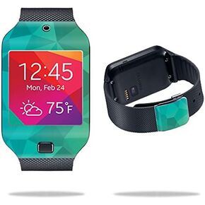 MightySkins Skin Compatible with Samsung Galaxy Gear 2 Neo Smart Watch Cover Skins Sticker Watch Blue Green Polygon