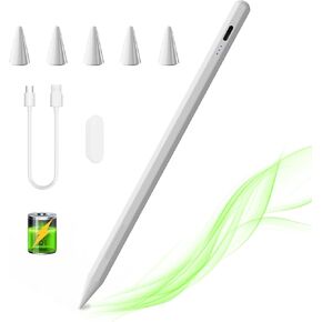 قلم ستايلس لجهاز iPad الجيل التاسع والعاشر، قلم Apple iPad Stylus مع خاصية رفض راحة اليد قابلة لإعادة الشحن، قلم متوافق مع 2018-2024 iPad 6/7/8/9/10، iPad Pro 11"/12.9"/M4، iPad Air 3/4/5 /M2، آيباد ميني 5/6