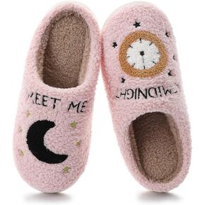 Menore Meet Me At Midnight Slippers for Womens Mens Soft Warm Fuzzy House Slides Memory Foam Lightweight Slip-on Slippers Indoor Outdoor in Kuwait