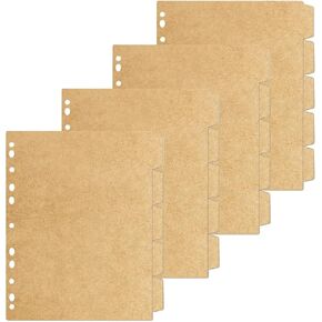 Binder Dividers, Kraft Binder Dividers with 5-Tabs Set, Kraft Paper Index Dividers 8.5" x 11" for 3 Ring Binder, Great for School, Office, Kids and Adults (4 Sets, 20 Sheets in Total)