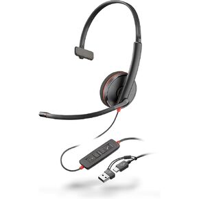 HPP Poly Blackwire 3210 Monaural USB-C Black Headset + USB-C/A Adapter [Bulk]