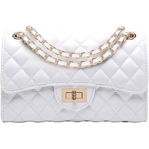 Eveupp Quilted Purse with Chain Strap Black Crossbody Bags for Women Faux Leather Shoulder Bag Clutch Purses