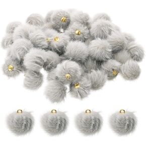 PATIKIL 100pcs Pom Poms Charm, Pompoms Charm Craft Pom Poms Pendants Balls Small Fluffy Tassel Bulk for Crafts Jewelry Making, White